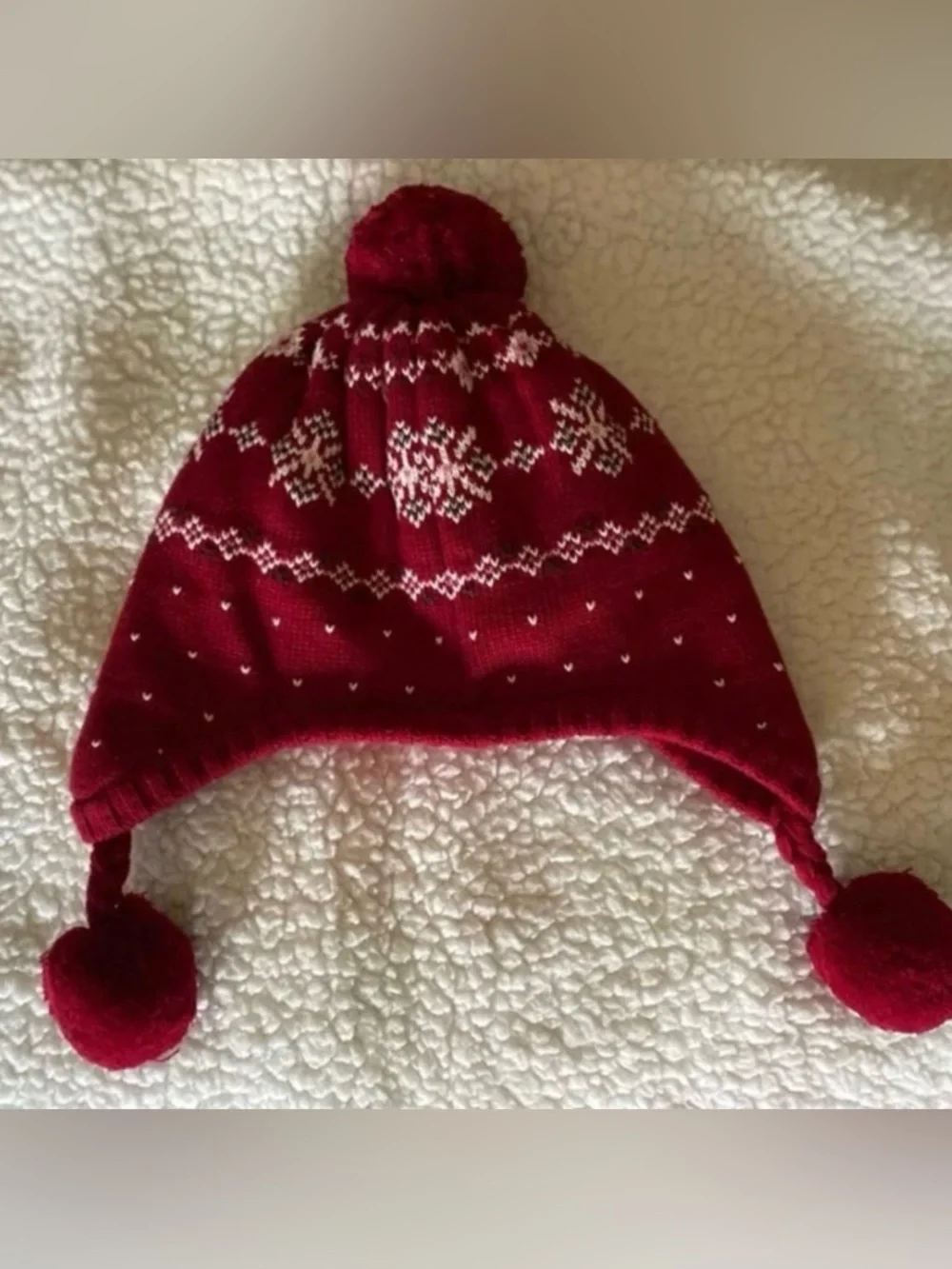 Gymboree Fair Isle Print Red Fleece Lined Hat EUC Girls - Picture 5 of 8